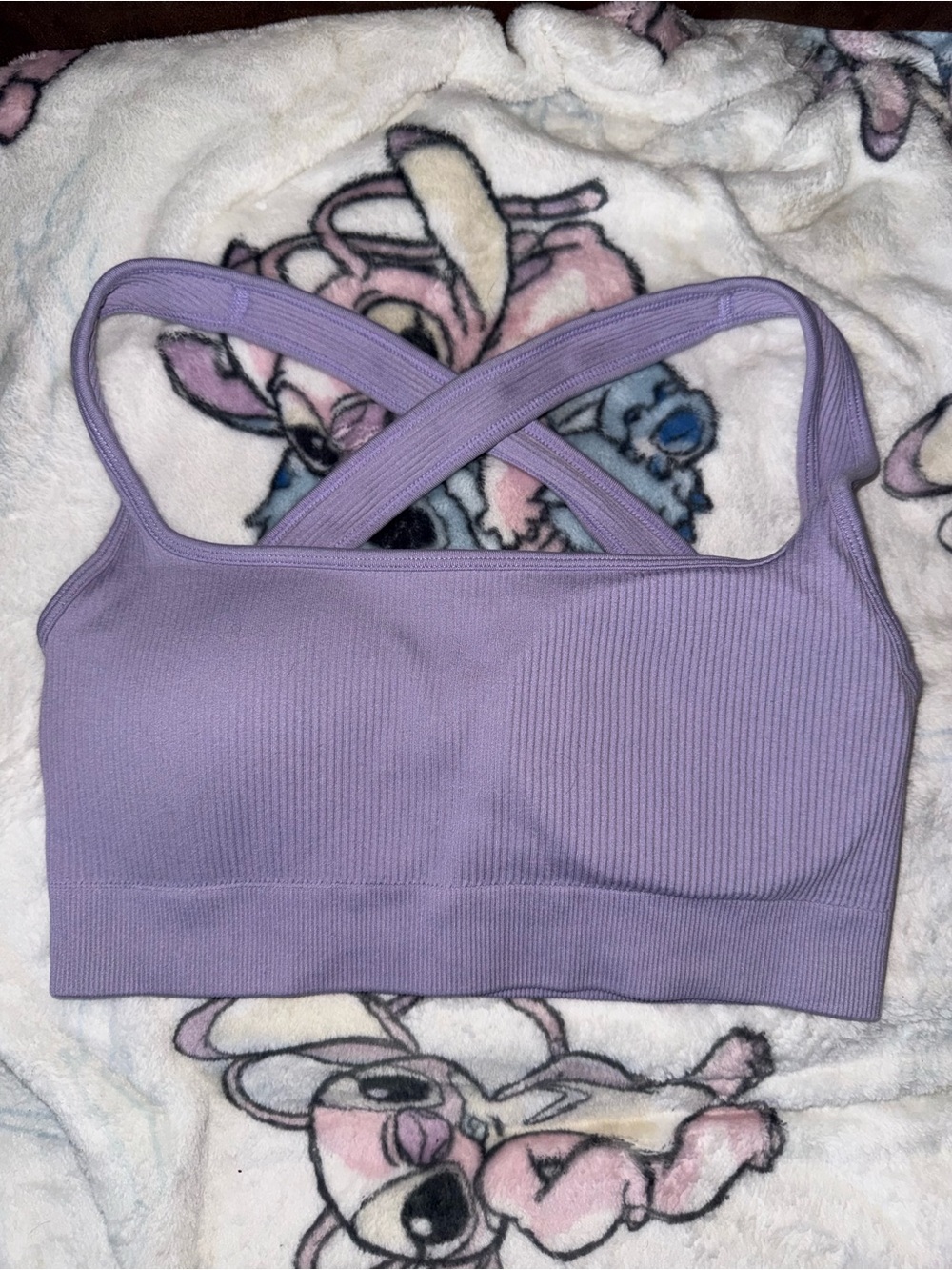 Seamless Ribbed Cross-Back Bralette - Lavender